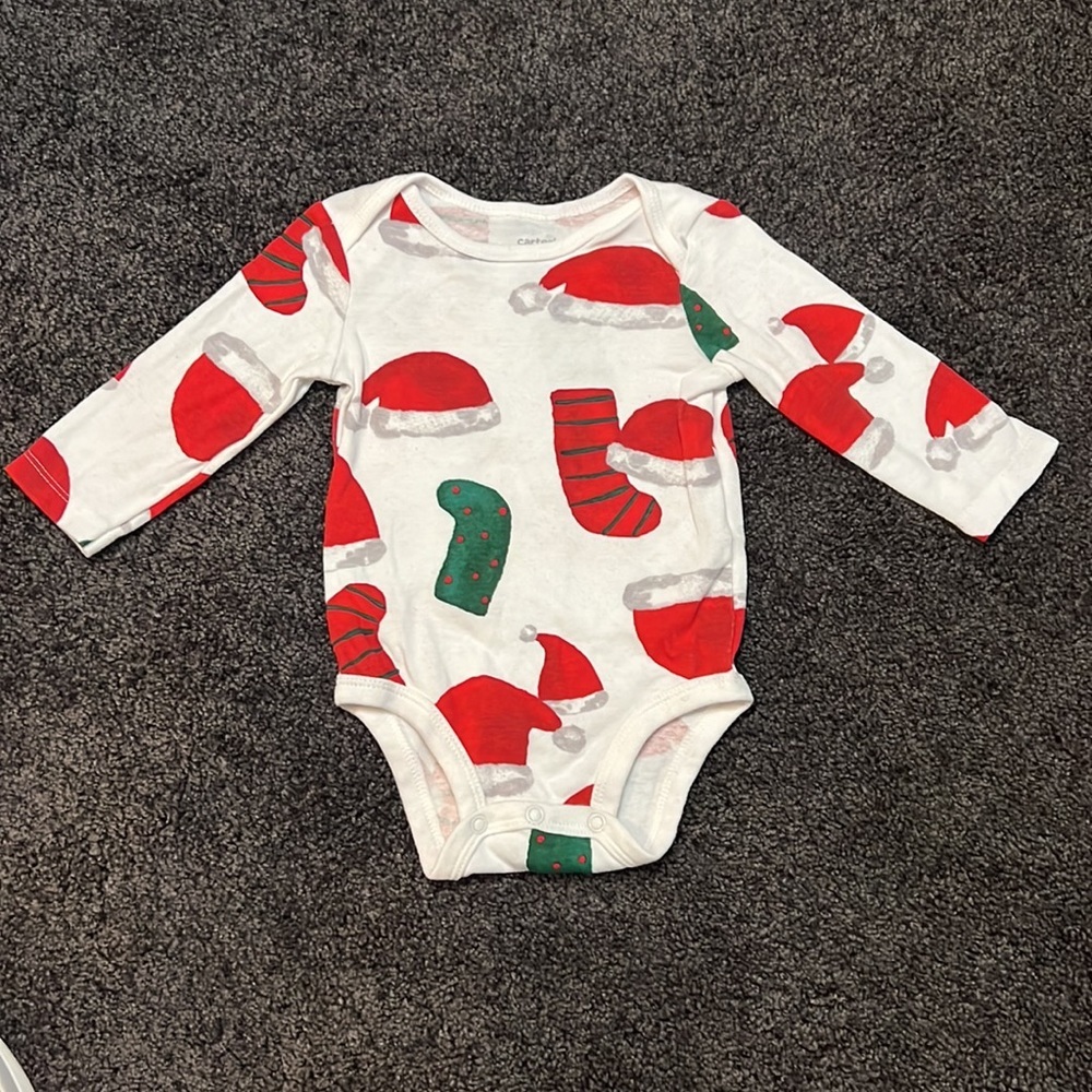 Baby First Christmas Holiday Santa Bundle Outfit Onesies and Pants 6 months - Picture 4 of 7